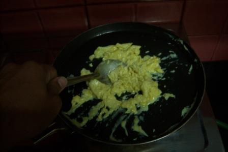 Preparing Egg Bhurji