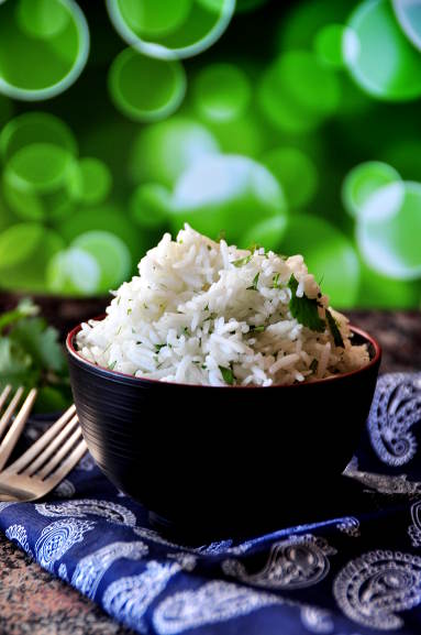 Basmati rice flavored with cilantro and lime